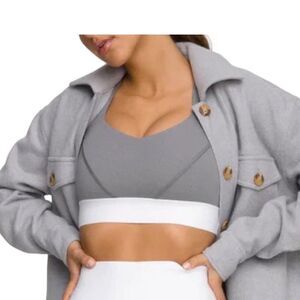 Good American Bra WMNS XS Core Racer Sports Heather Grey White Elastic Band‎ 0